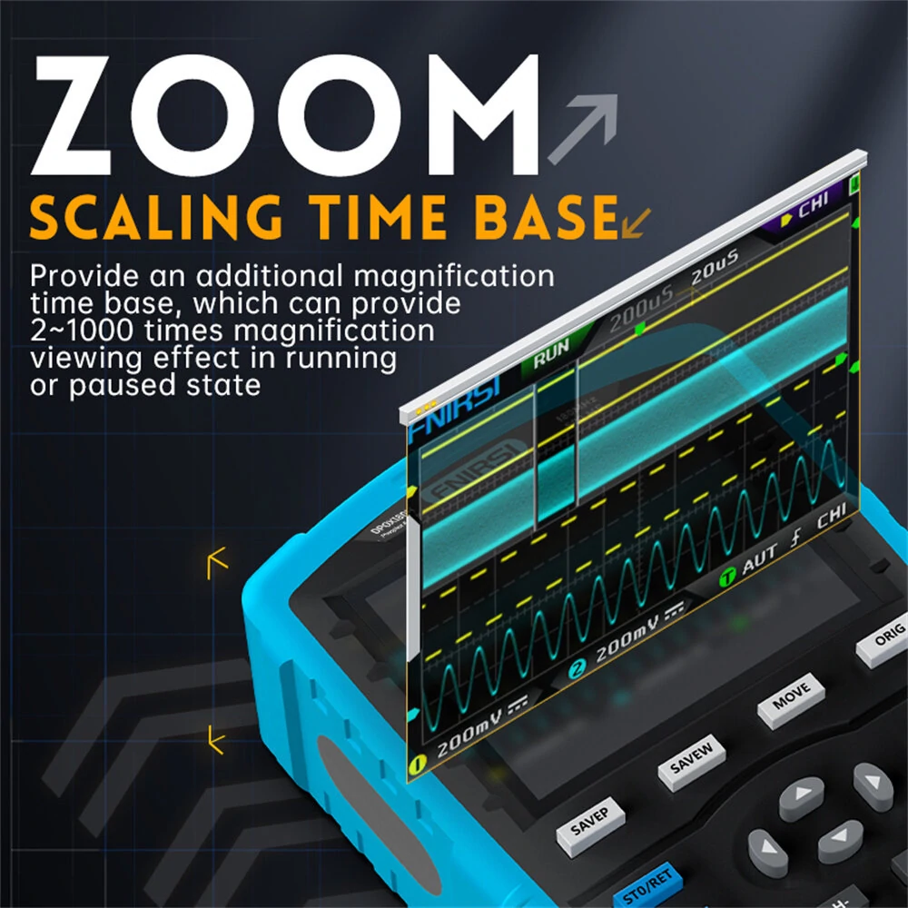 FNIRSI DPOX180H 180MHz Oscilloscope | 50000wfms/s Dual Channel & 20MHz Signal Generator - Image 4