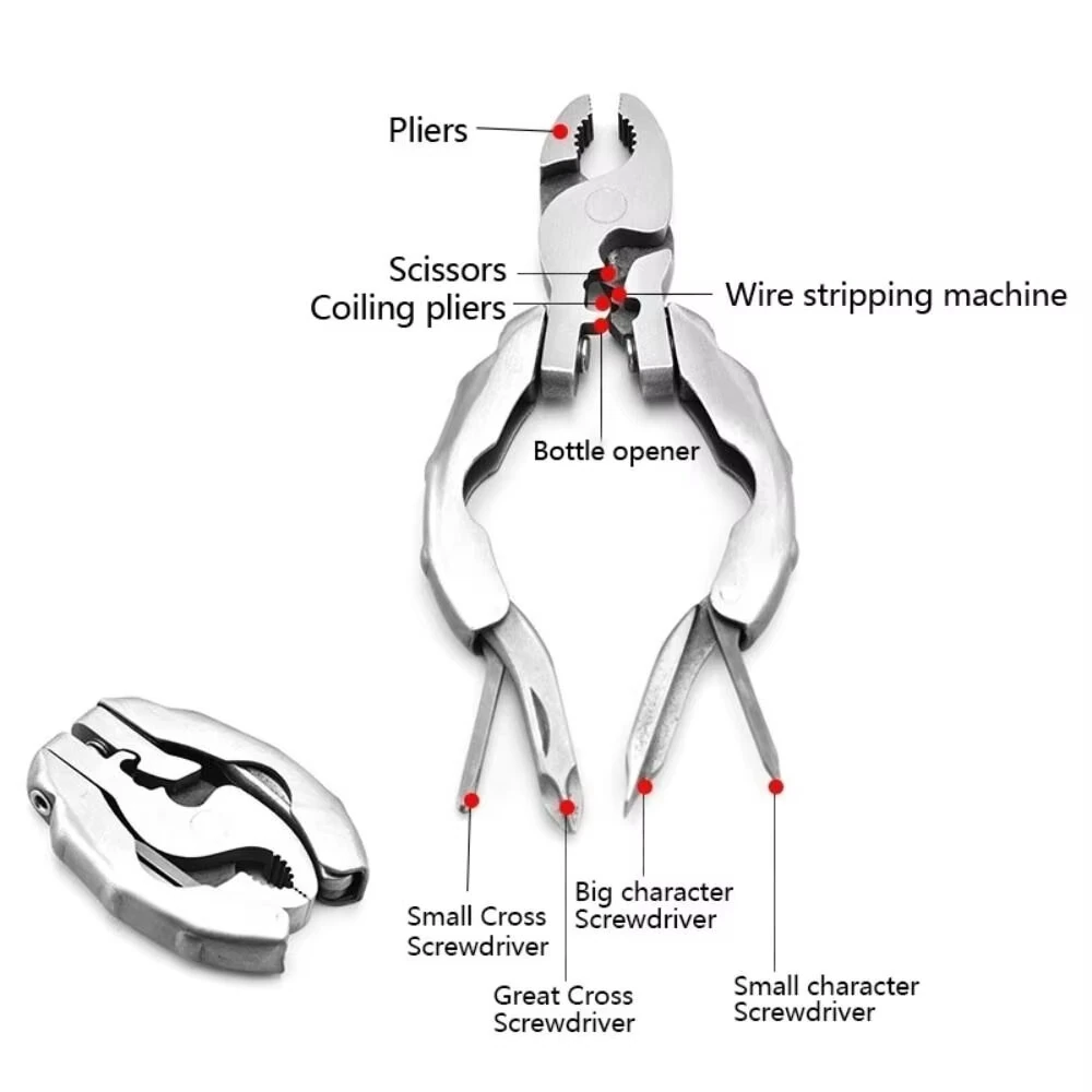 Portable 9-in-1 Pocket Pliers Keychain | Mini EDC Tool with Screwdriver & Wire Cutter - Image 5