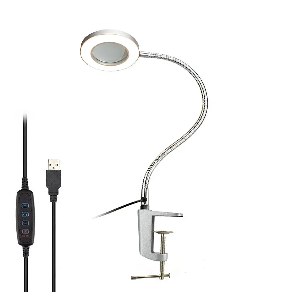 DANIU USB Magnifying Glass with 42 LED Lights | 3X Bench Vise Table Clamp & Flexible Desk Lamp - Image 4