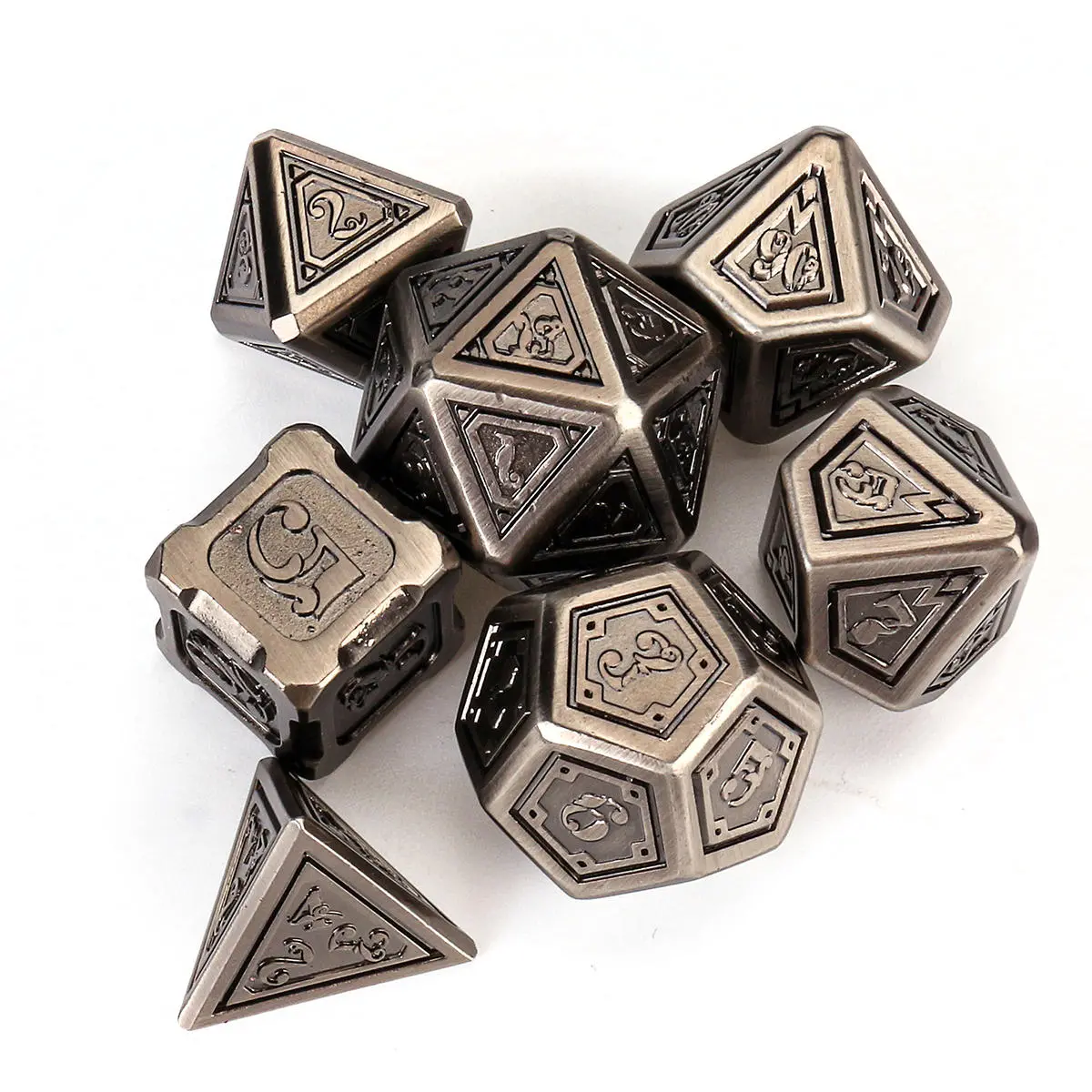 7pcs Zinc Alloy DND Dice Set - Embossed Heavy Metal Polyhedral RPG MTG Game - Image 4