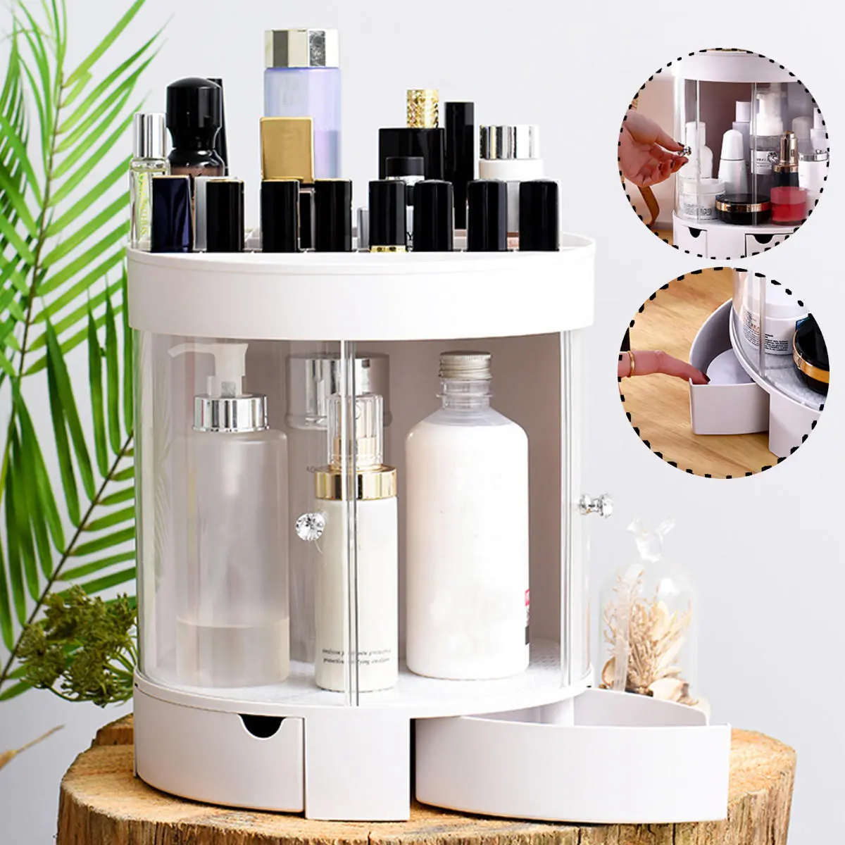 3 Layer Transparent Makeup Organizer - Desktop Cosmetic Storage Bag Drawer - Image 2