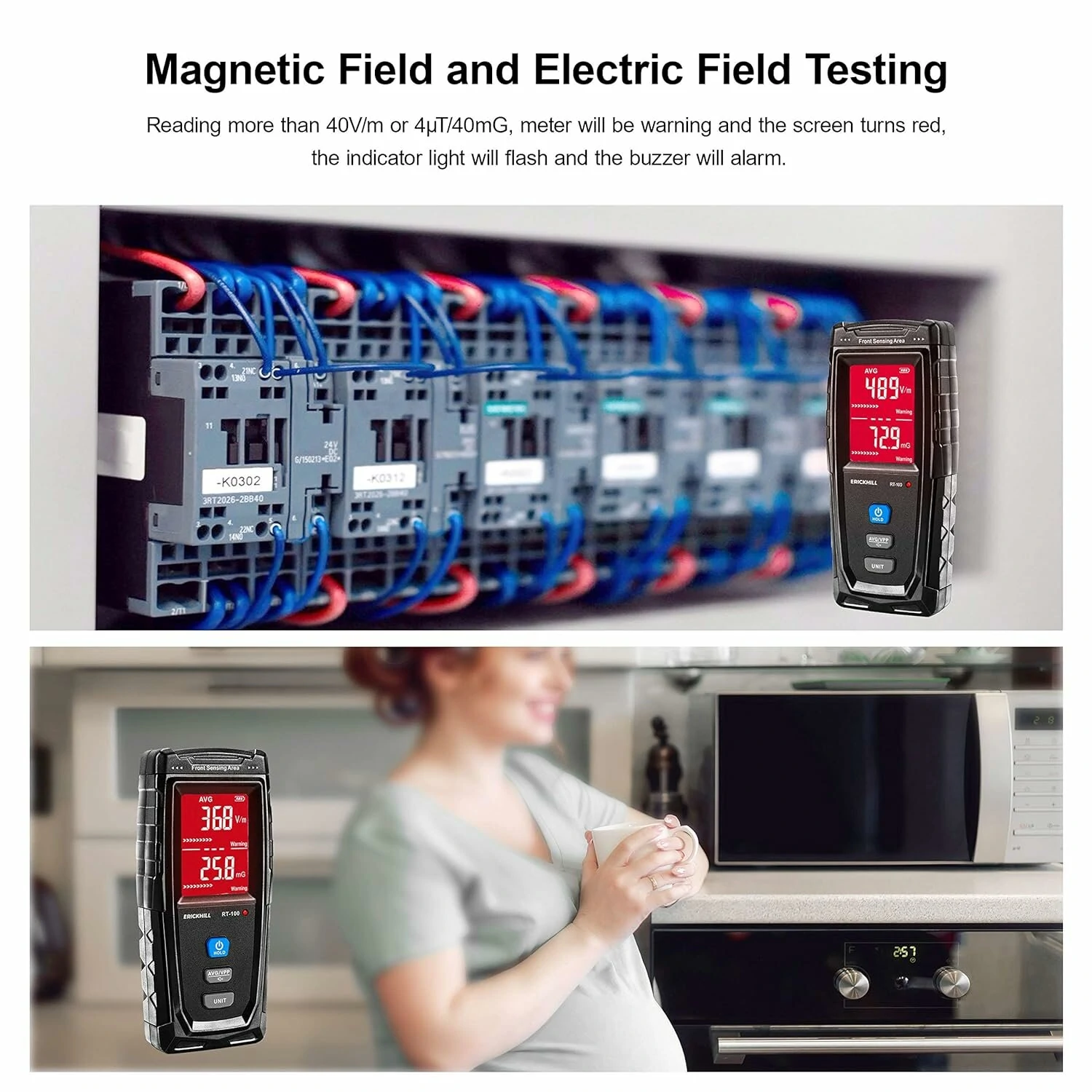 ERICKHILL Digital EMF Meter | LCD Display with Sound & Light Alarm | Home & Office Tester - Image 4