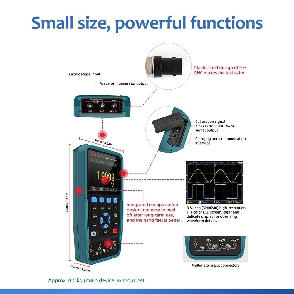 HANMATEK HO52 2-in-1 Digital Oscilloscope & Multimeter | 50MHz | 3.5 LCD - Image 4