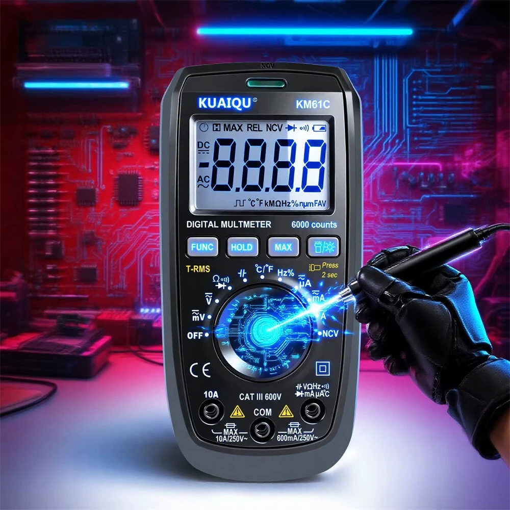 KUAIQU KM61B/KM61C True RMS Multimeter | 6000 Count Auto-Range | AC/DC Voltage Current - Image 4