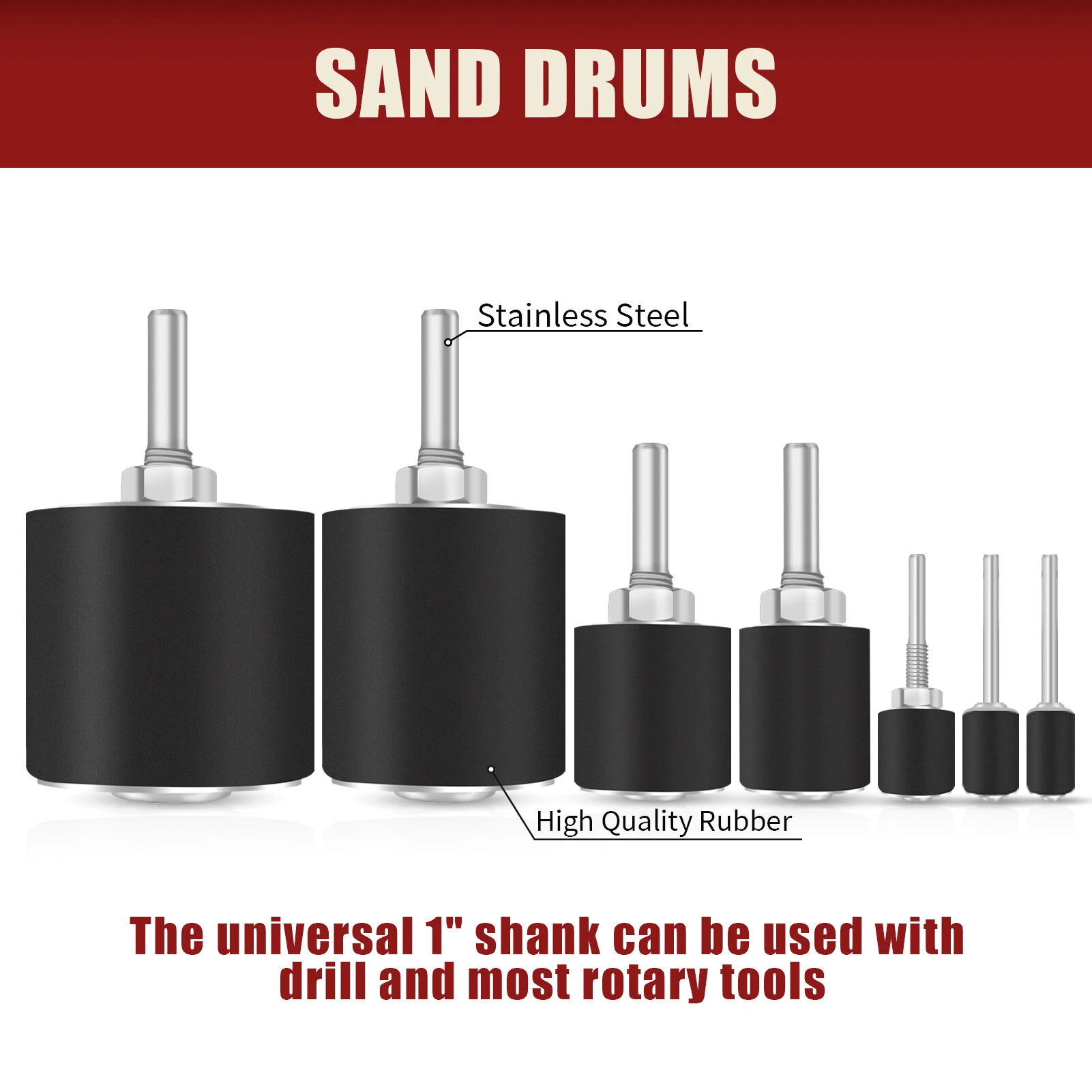 Sanding Drum Kit 37 Pcs - Rubber Spindle Sander for Drill Press | Carpentry Tool - Image 3