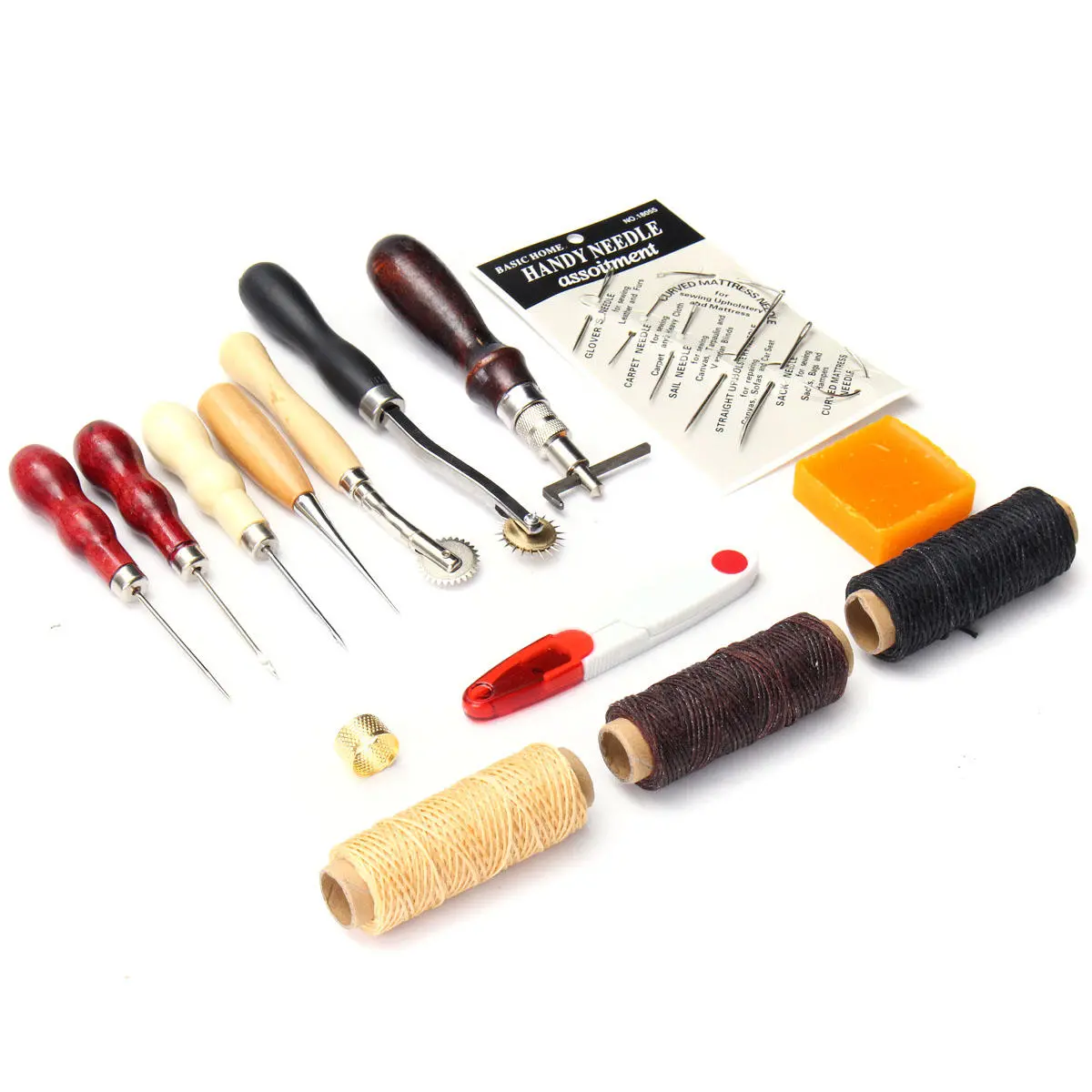 13Pcs Leather Craft Tool Set - Hand Stitching & Stamping Sewing Tools - Image 2