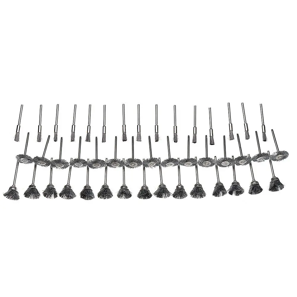 Effetool 45pcs 3mm Shank Stainless Steel Wire Brush Wheel - Rotary Tool Polishing Kit - Image 3