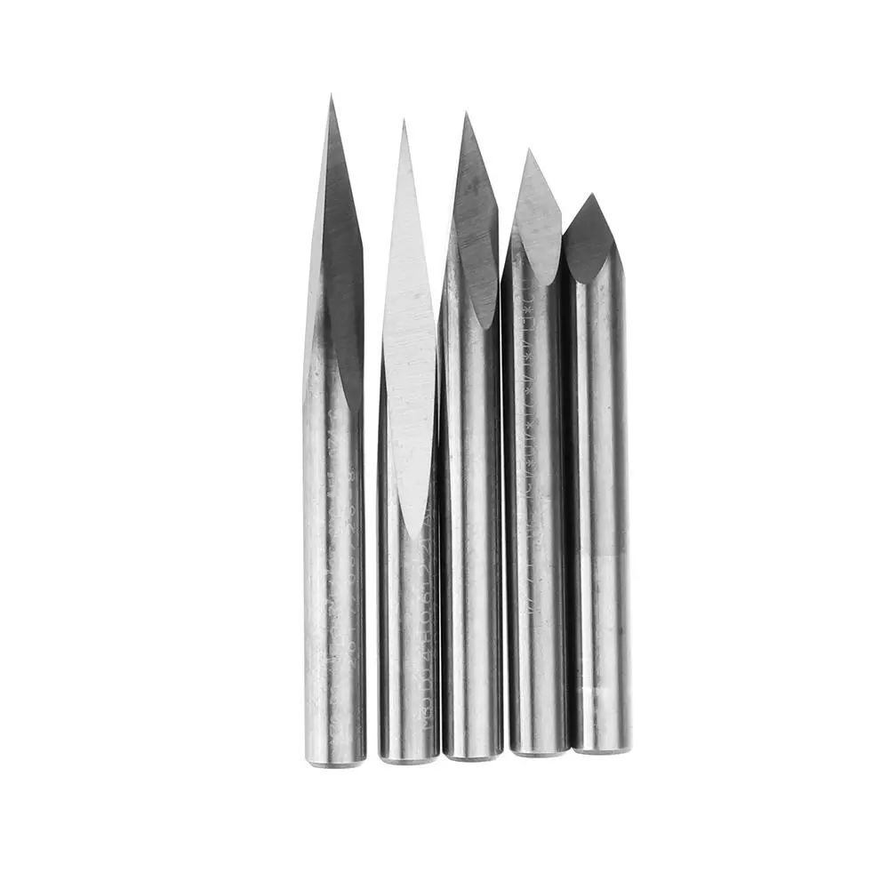 Drillpro Tungsten Steel Engraving Bit - 5pcs 4mm Shank 0.1mm Tip | 15-60 Degree - Image 2