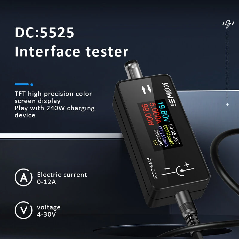 KWS-DC28 Digital Ammeter | 4-30V 12A Tester | 0.96-inch TFT Display | High Precision - Image 2