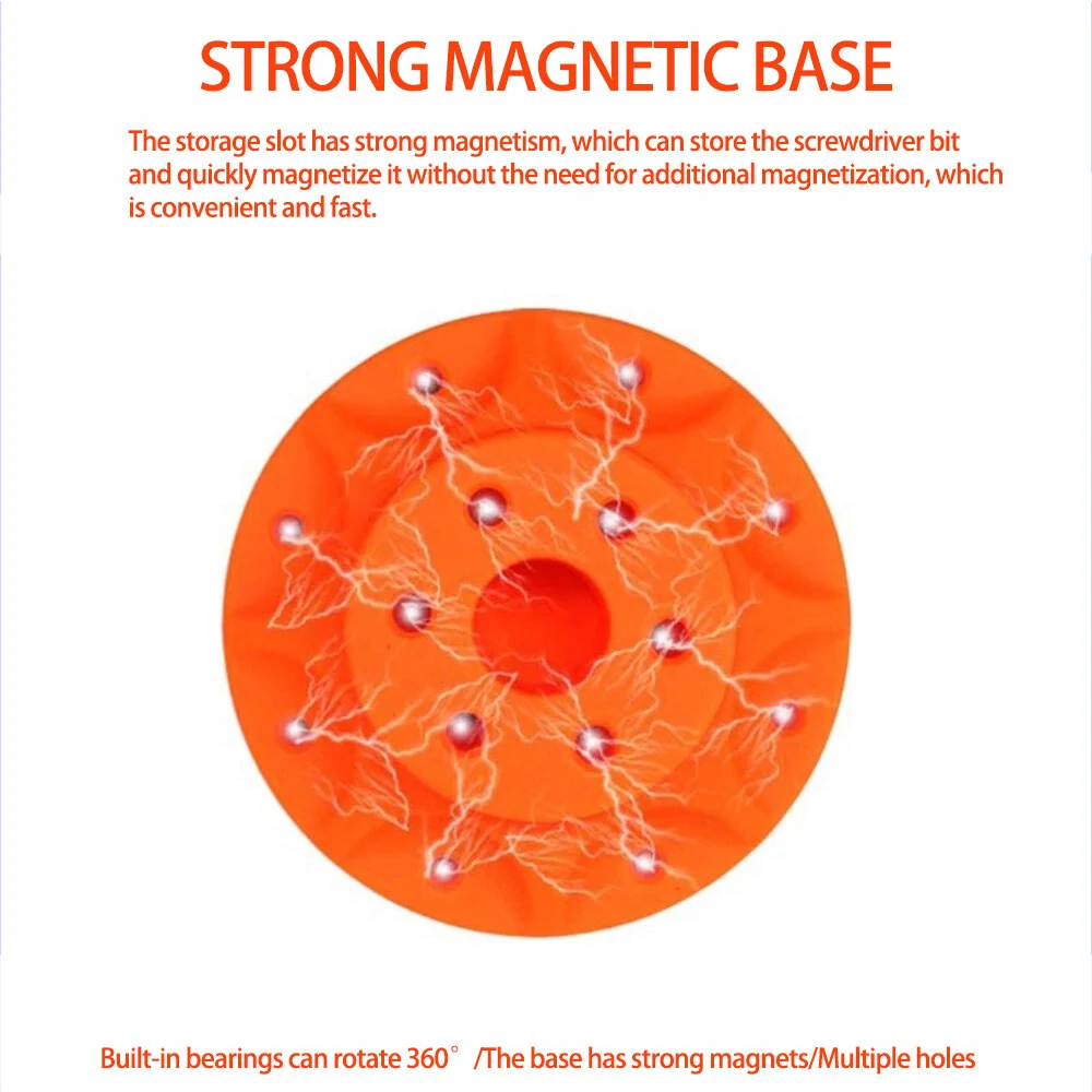 360 Rotating Magnetic Screwdriver Organizer - 14 Slot Compact Tool Storage | Orange ABS Material - Image 4