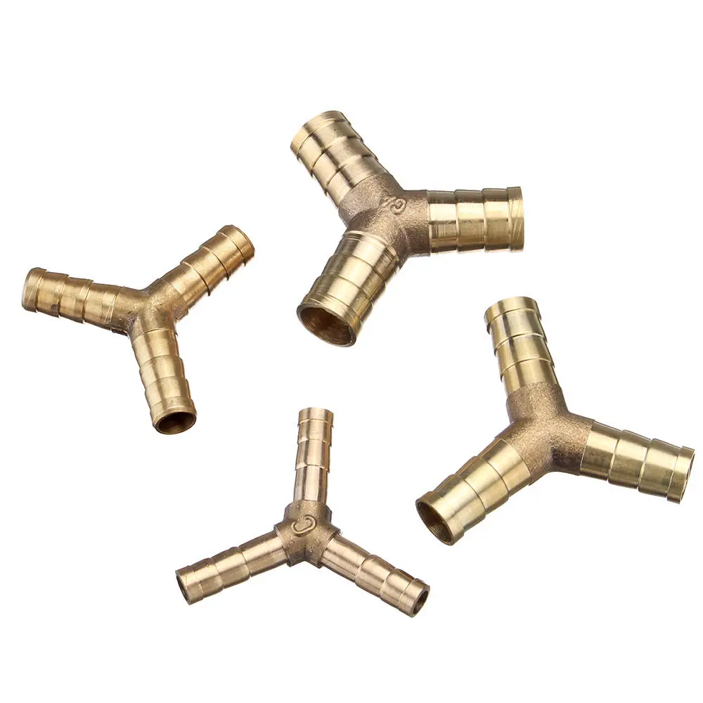 Pagoda Adapter - 4pcs Brass Y Shape 3 Way Fitting for 6/8/10/12mm Pneumatic Hose - Image 2