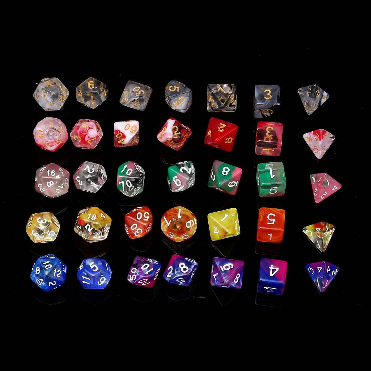 7Pcs Glitter Polyhedral Dice Set - Clear Resin D&D RPG Tabletop Game Gift - Image 3