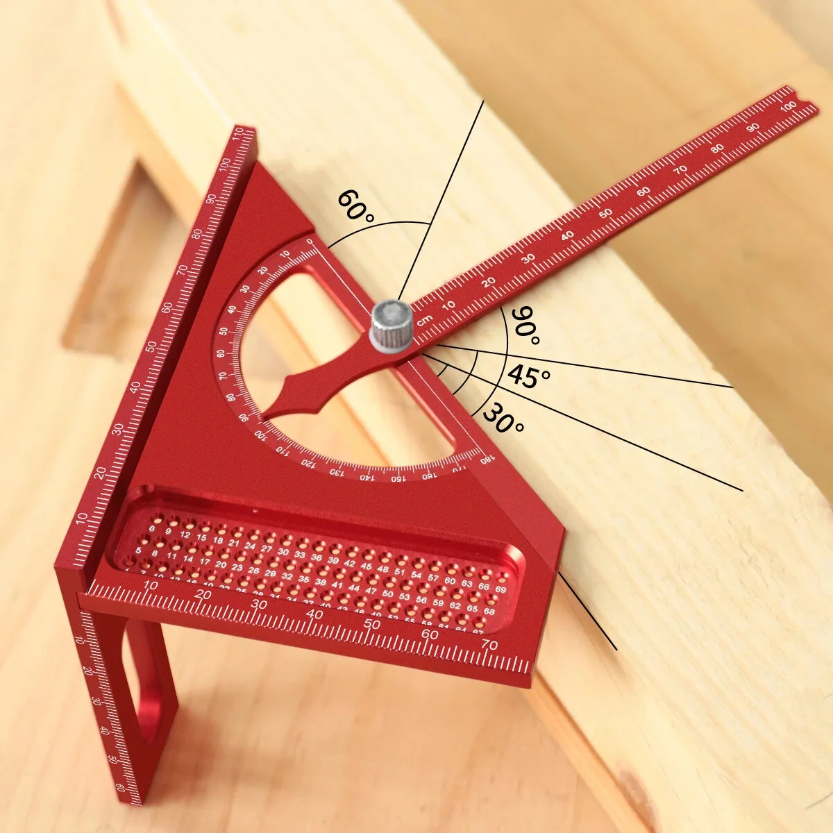 JIGHOLE 180 Degree Adjustable 3D Triangle Ruler Protractor | Aluminum Alloy Carpentry Square - Image 2