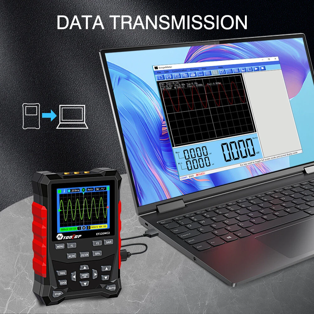 AV Tooltop ET120M Digital Oscilloscope - 120MHz 500MSa/s Dual Channel | Portable TFT LCD Display - Image 5