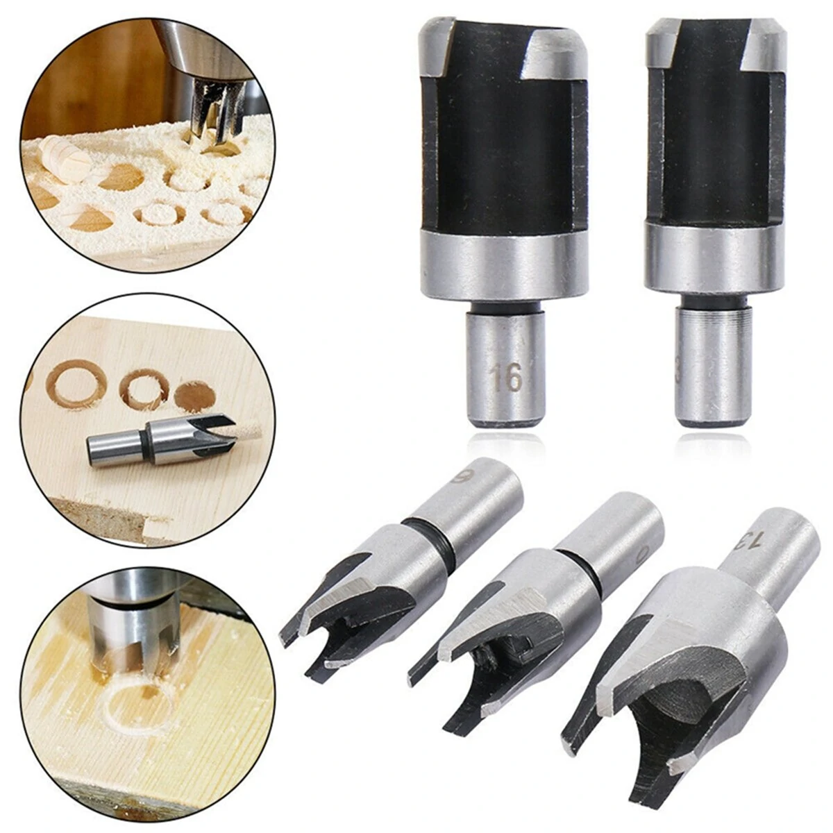 8pcs Wood Plug Hole Cutter Drill Bits Set | Dowel Maker Round Shank Tools - Image 4