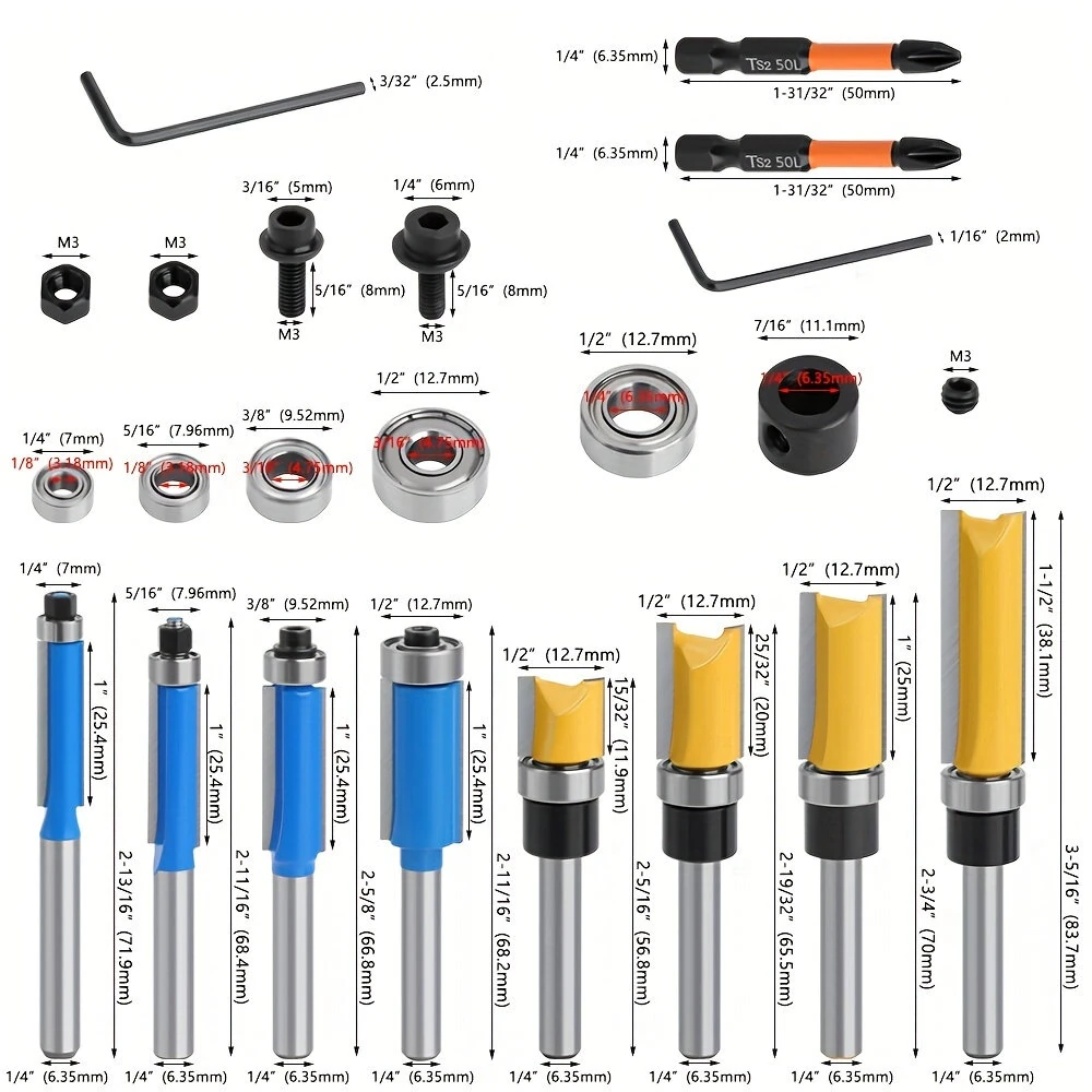 MLCS 16pc Router Bit Set - 1/4 Shank, Carbide-Tipped | Wood Trimming & Grooving - Image 2