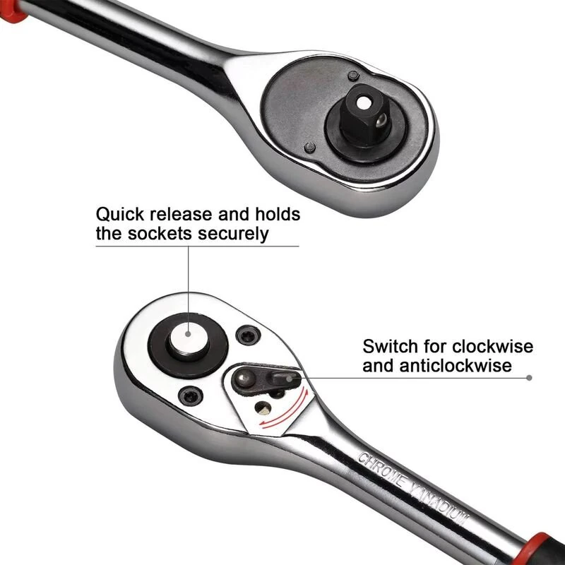 Reliable Metric Socket Wrench Set - 12 Piece Chrome Vanadium Steel with Quick Release - Image 5