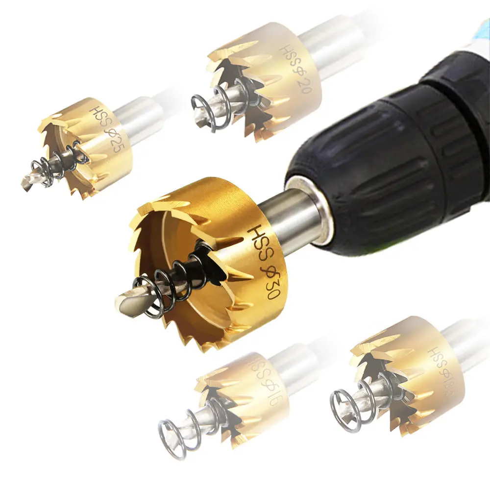 Drillpro 5Pcs HSS 6542 Titanium Coated Hole Saw Set - 16 to 30mm | Drill Bit Cutter - Image 3