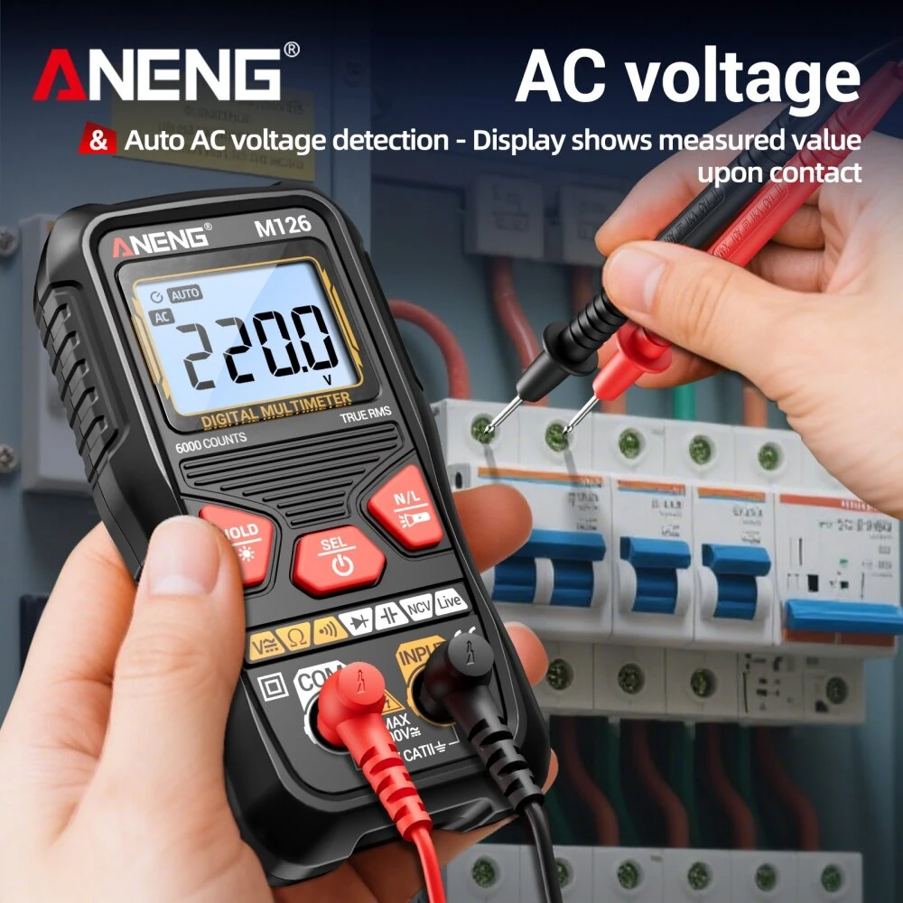 ANENG M126 Digital Multimeter - 6000 Count True RMS, NCV, Backlight | Voltage Tester - Image 3