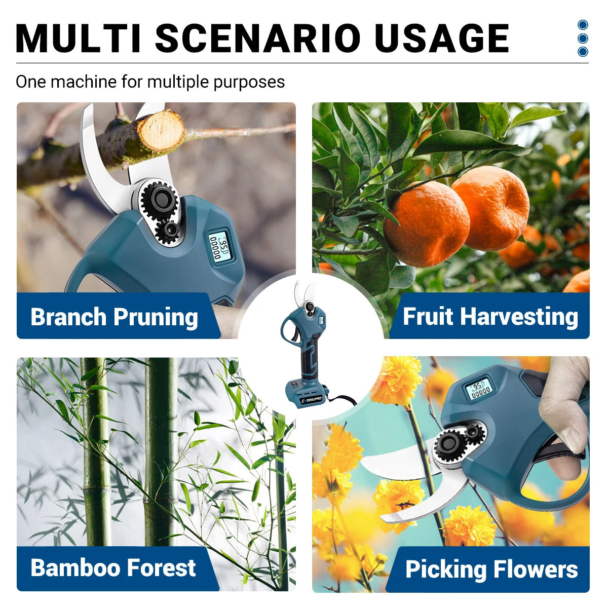 Drillpro 500W Cordless Pruning Shears - 35mm Cut SK5 Steel Blade | Rechargeable - Image 5