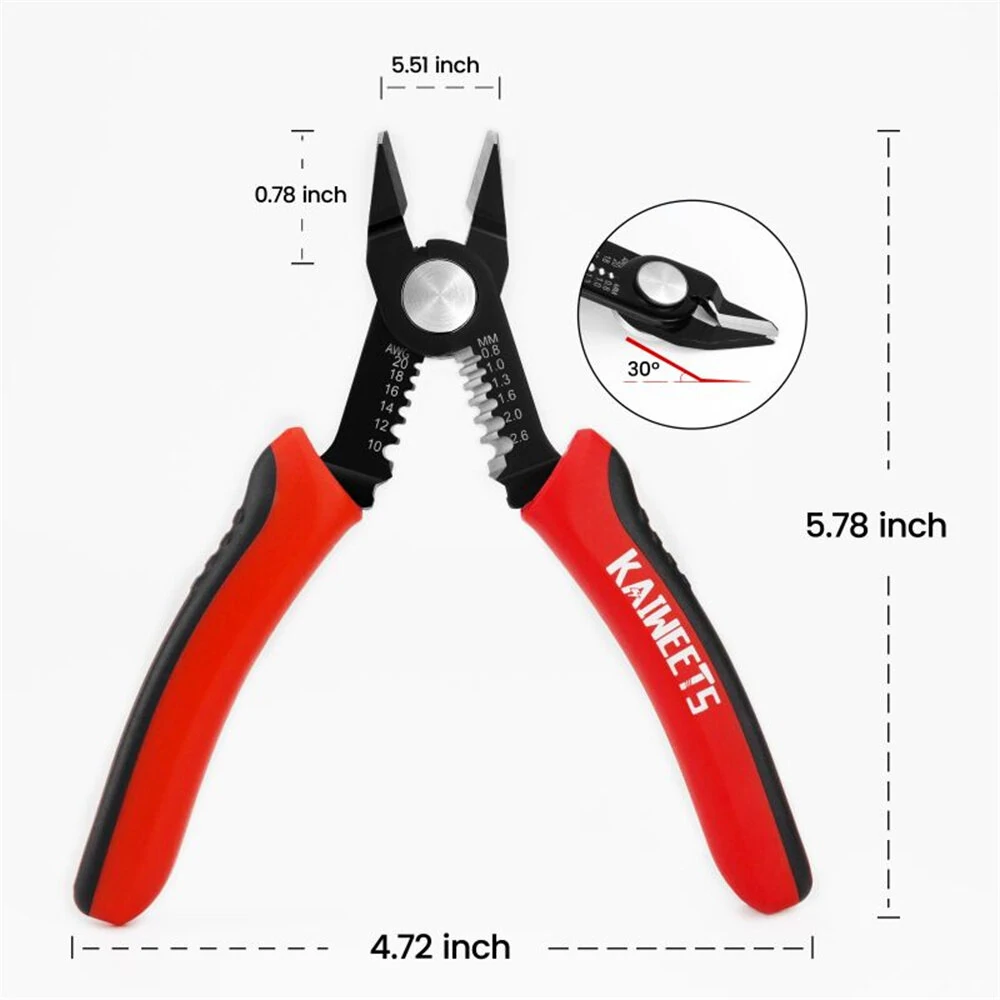 KAIWEETS KWS-102 6-inch Flush Pliers | 2-in-1 Wire Cutter & Stripper 10-20 AWG - Image 3