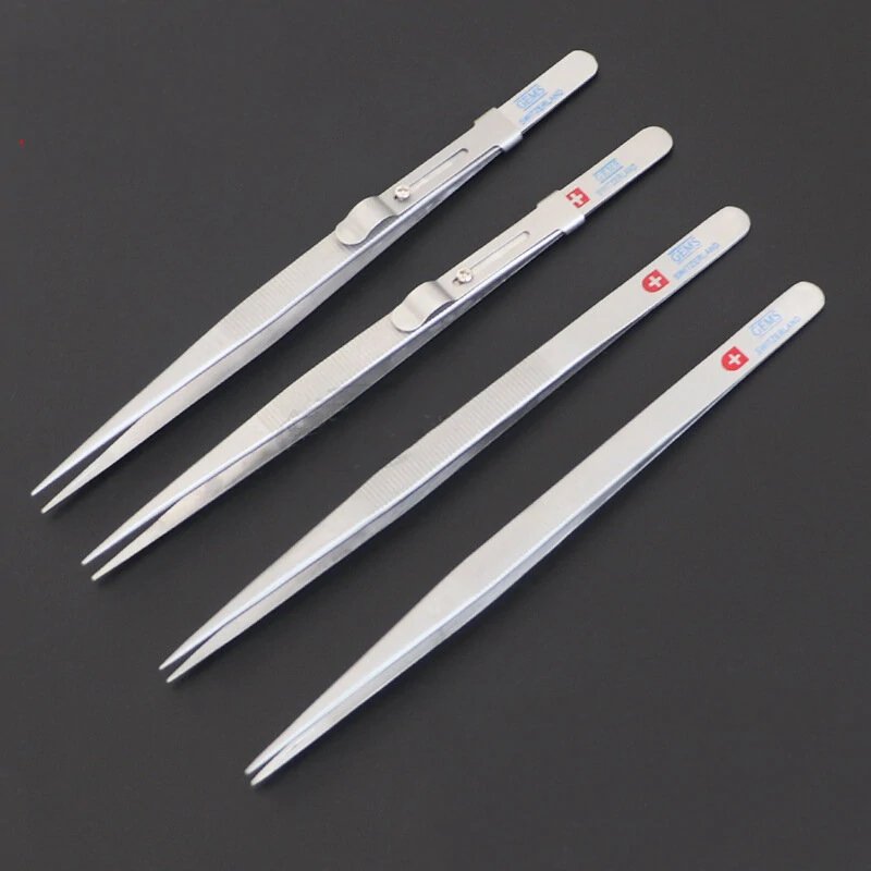 304 Stainless Steel Jewelry Tweezers - Thickened Hardened Grooved & Non-Slip - Image 3