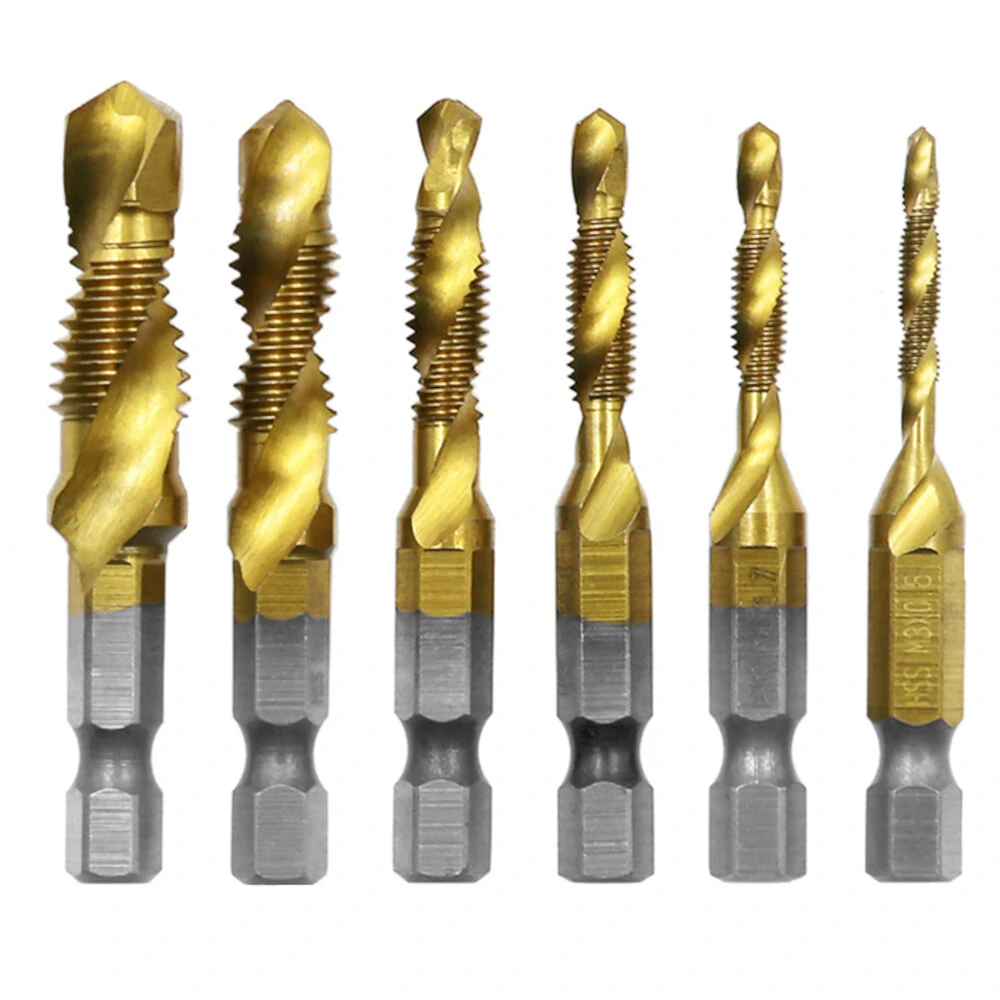 6Pcs 1/4 Inch HSS Drill Tap Bit Set | M3-M10 Hex Shank | Deburr Countersink - Image 2