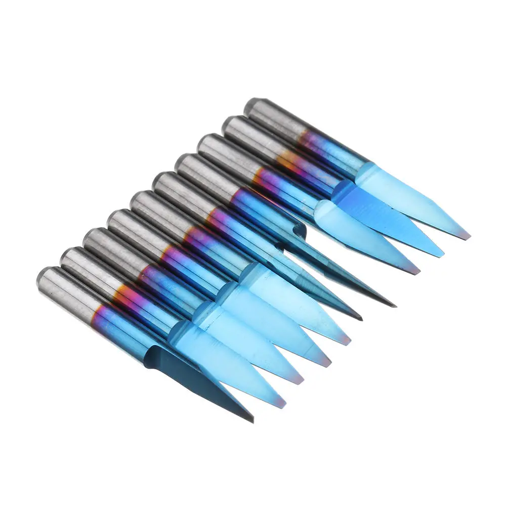Drillpro 10pcs Blue Nano Coated Carbide Engraving Bits | 0.1-0.7mm 20 Degree - Image 2