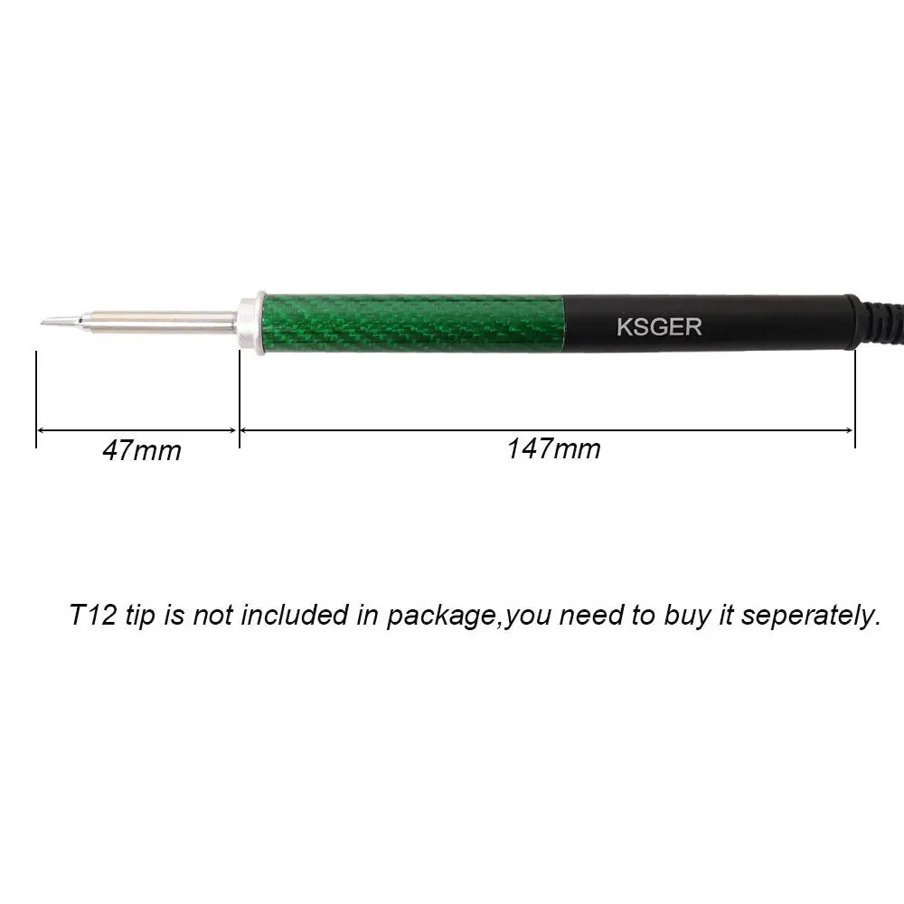 KSGER T12 Soldering Iron Handle - Aluminum Alloy & Carbon Fiber for STM32 OLED Station - Image 4