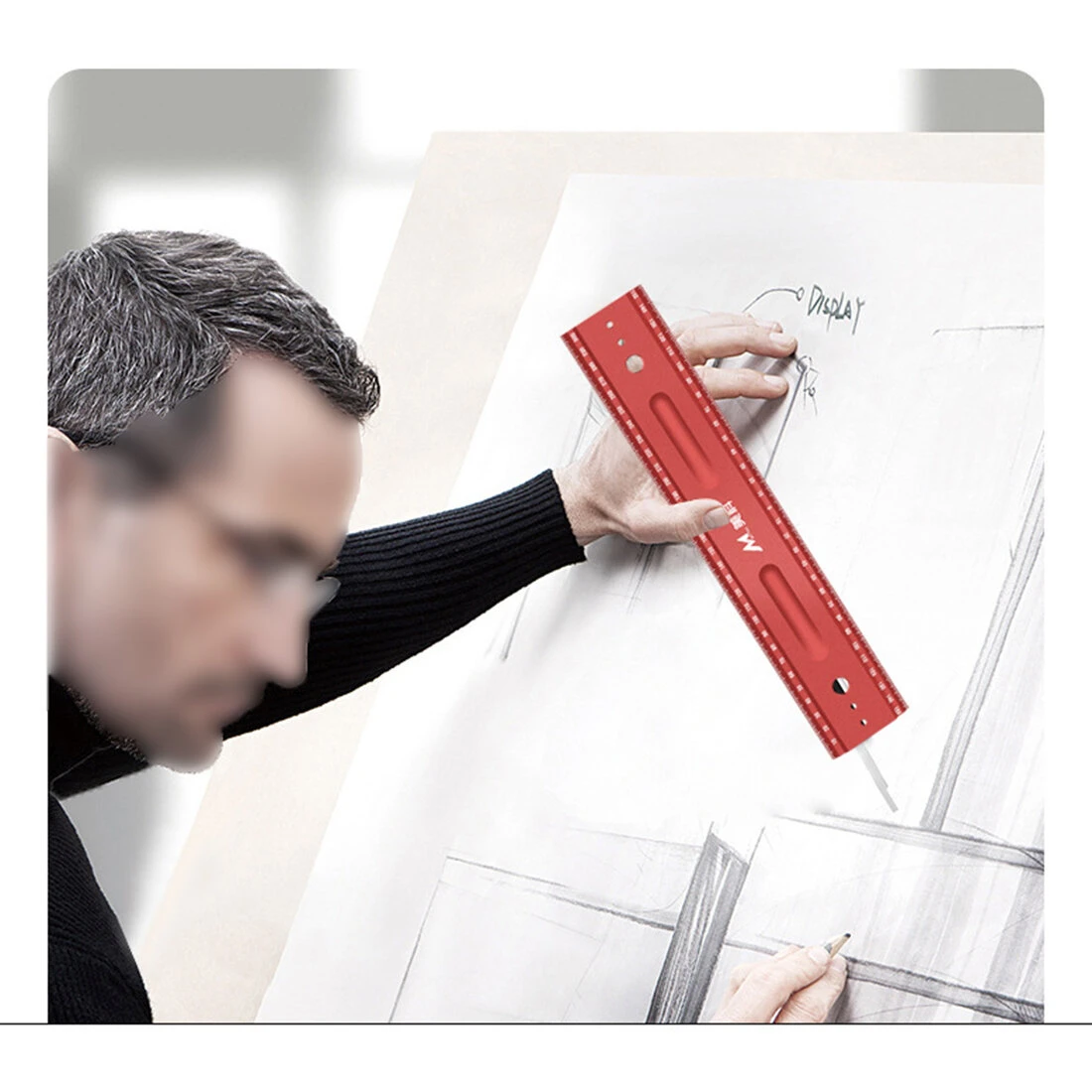 300mm Carpenter's Right Angle Ruler | Precision Double-Sided Tool for Woodworking & Leather Craft - Image 3
