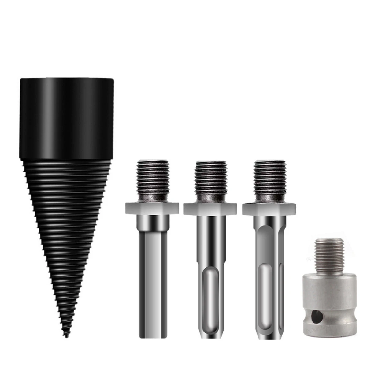 5 PCS Step Drill Bit Set - 42mm & 32mm Firewood Splitter Cone | Hex & Triangle Shank - Image 3