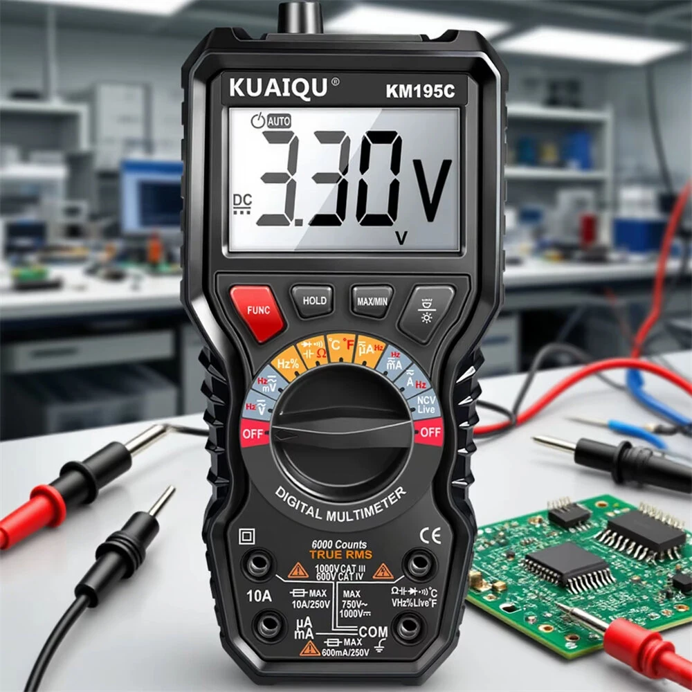 KUAIQU KM195C Digital Clamp Meter - 6000 Count True RMS Multimeter | AC/DC Voltage Current Tester 1000V 10A - Image 3