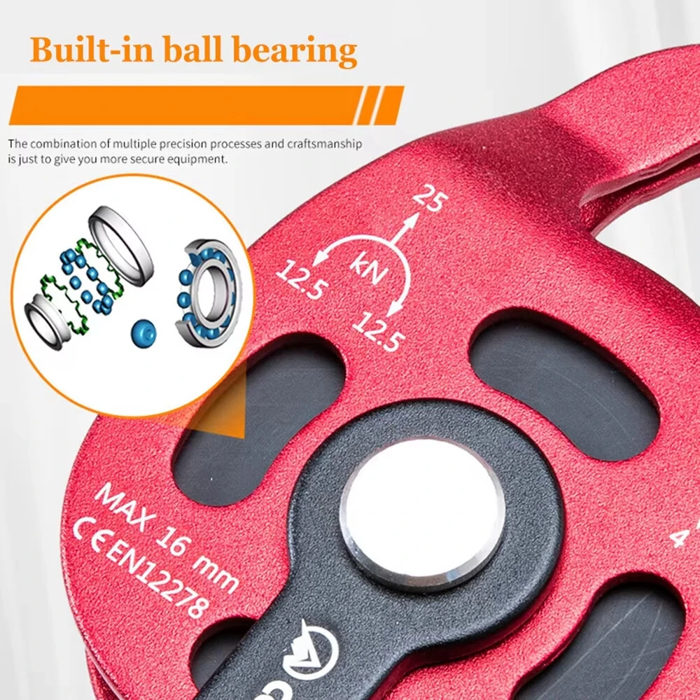 Climbing Lifting Pulley | 4KN Load Aviation Aluminum | 8-12mm Rope for Rescue & Transport - Image 3
