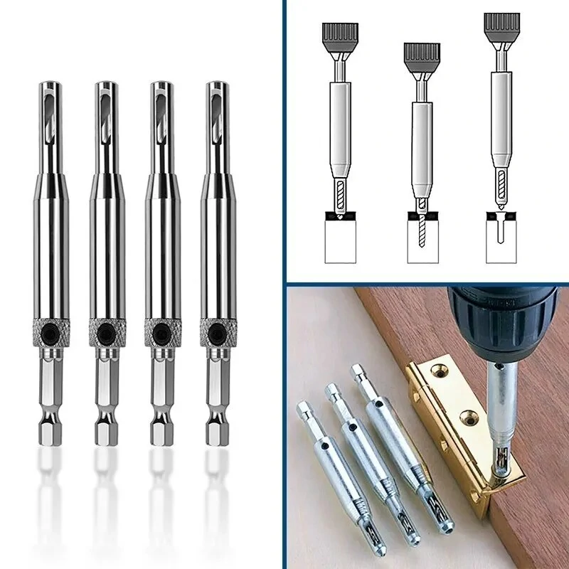 4-7PCS HSS Centering Hinge Drill Bit Set | 5/64-1/4 Inch Door Cabinet Hinge Locator - Image 5