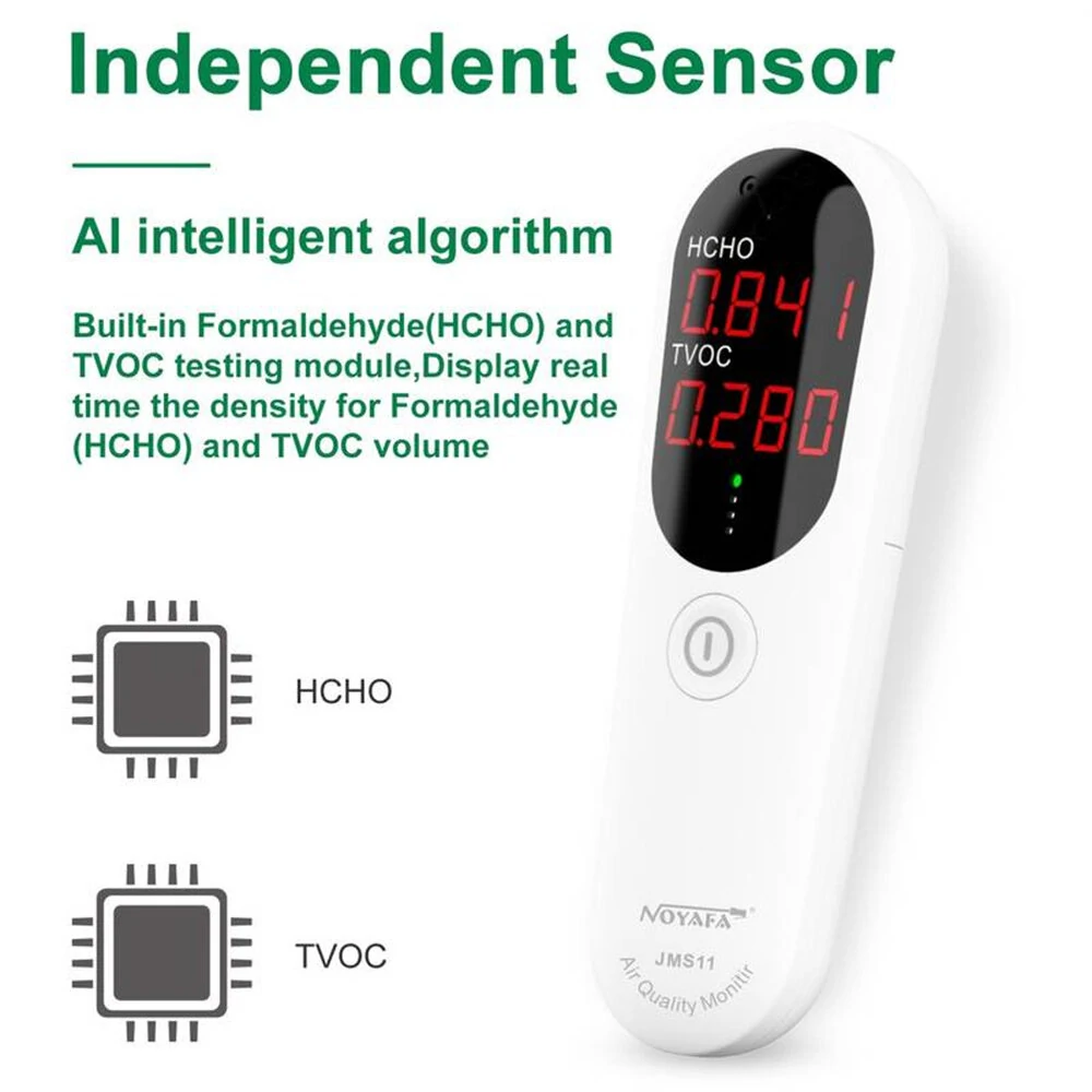 JMS11 Digital Air Quality Monitor - Formaldehyde TVOC Tester | LED Display - Image 2