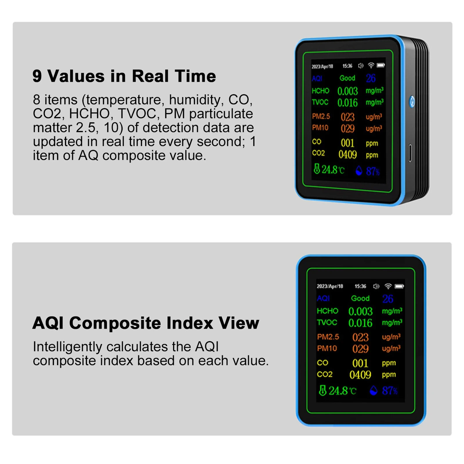 ZN-MT28 12-in-1 Air Quality Monitor | CO2, PM2.5, TVOC, Temp & Humidity | WiFi Smart APP - Image 4