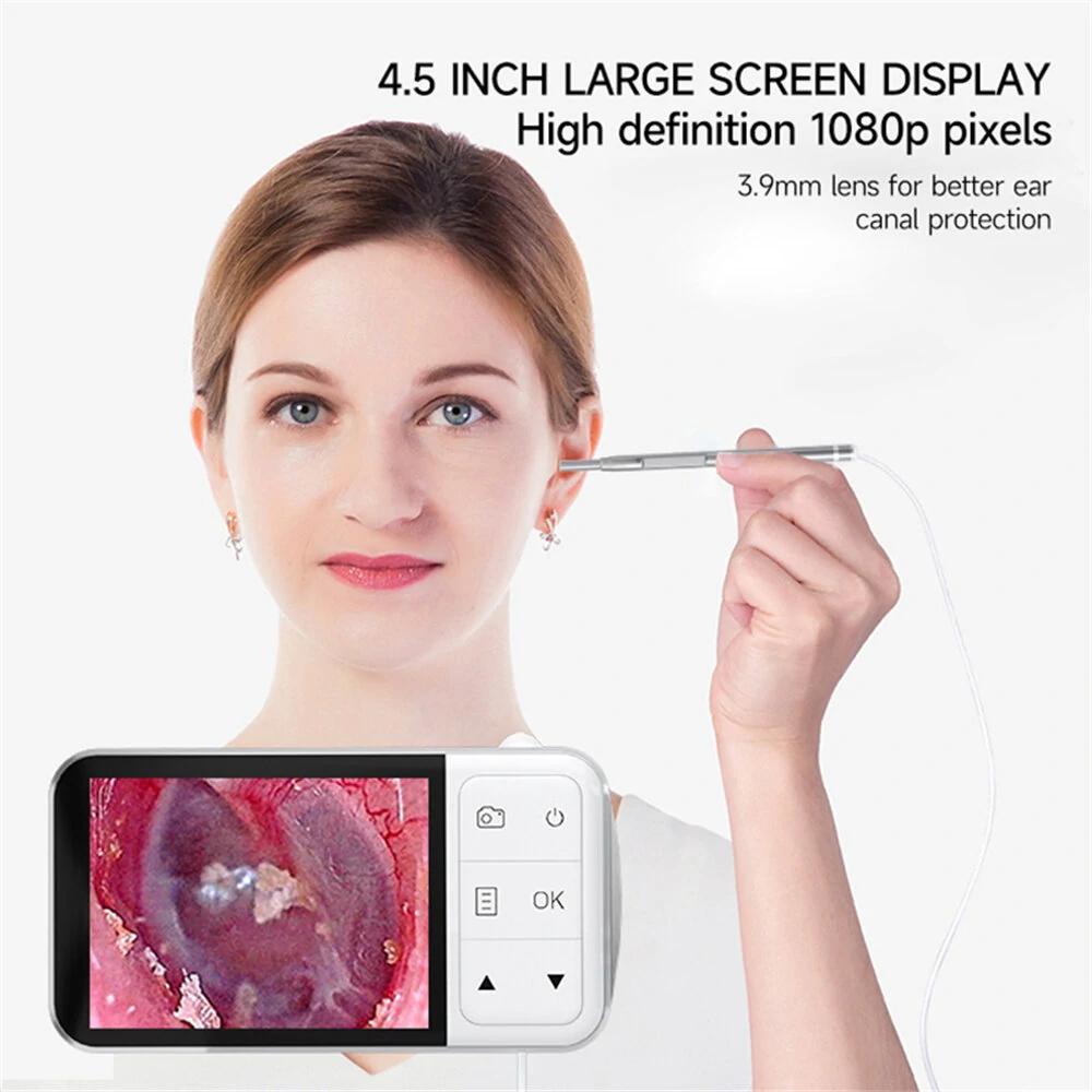 ENT Borescope | 4.5 Inch 1080P HD Screen | 3.9mm Food-Grade Silicone Ear Spoon - Image 2