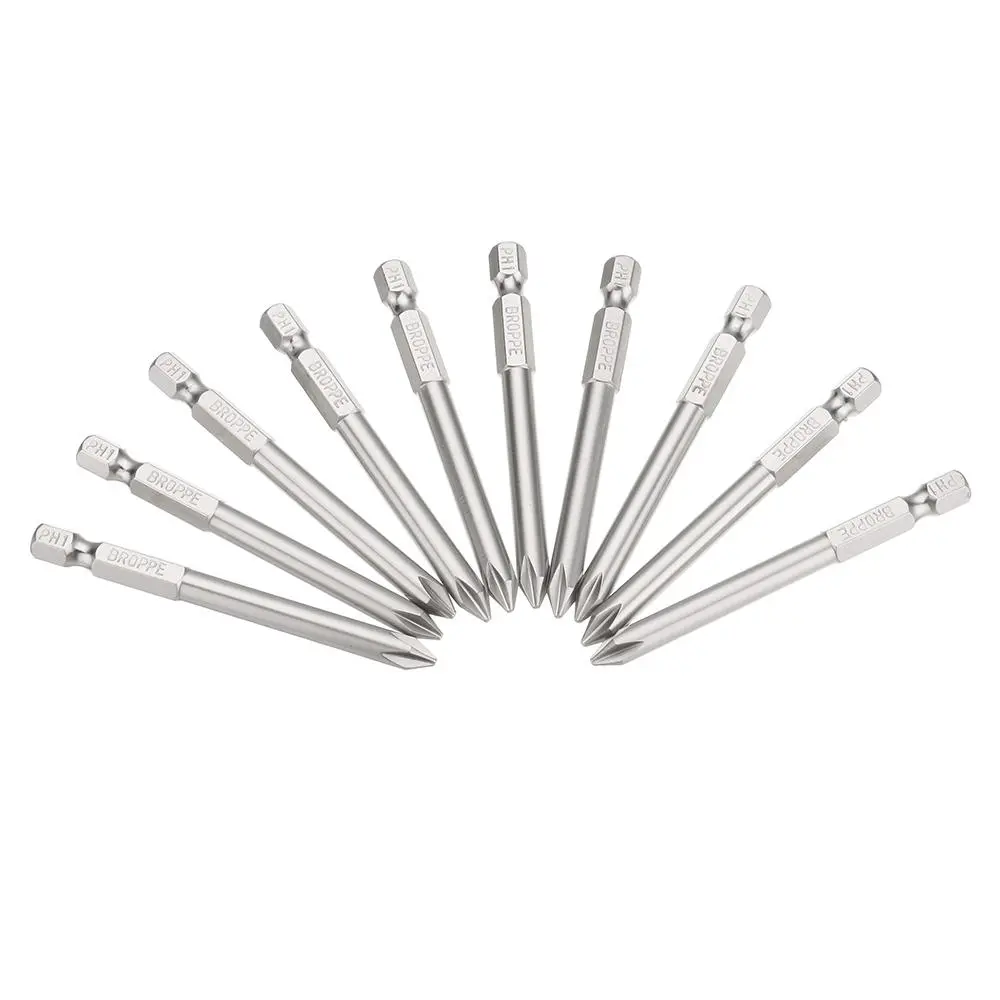 BROPPE 10pcs PH1 Screwdriver Bits - 75mm 1/4 Hex Magnetic Phillips Set - Image 2
