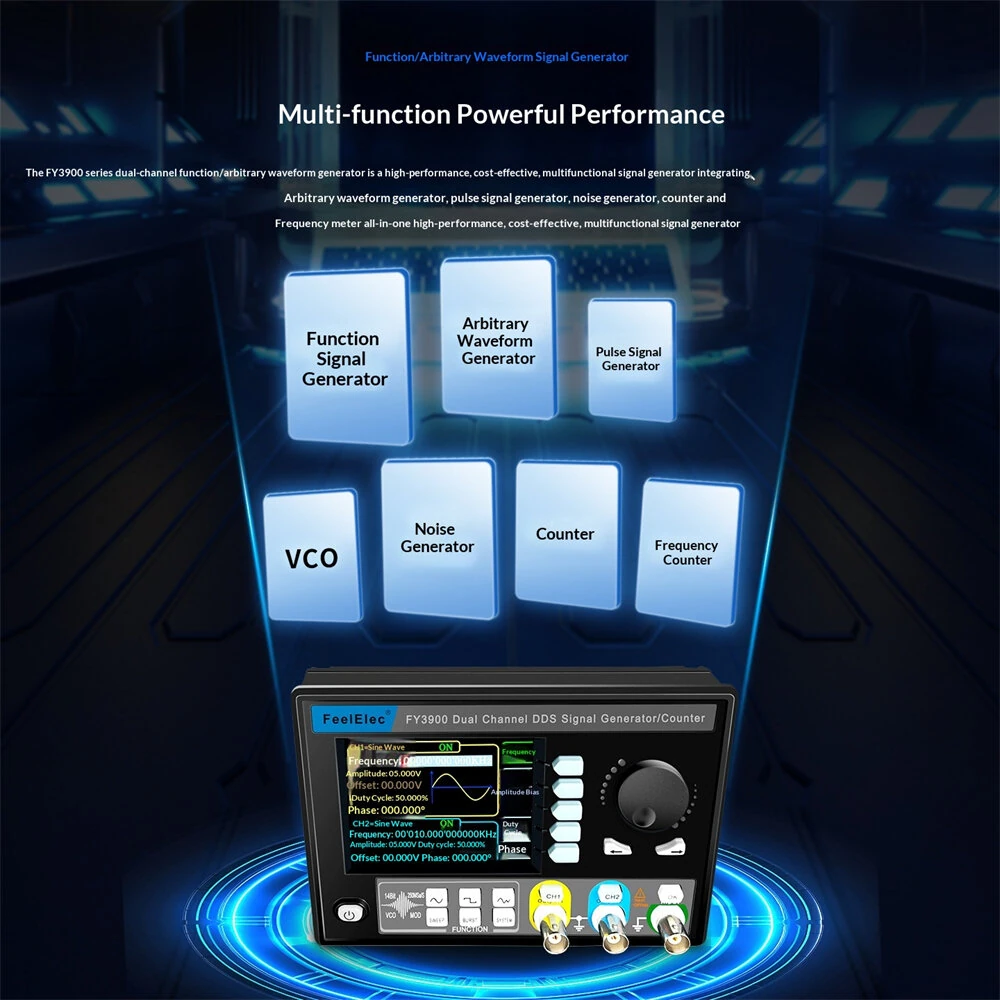 FY3900 Dual Channel Signal Generator | 10MHz-30MHz High Precision Frequency Source - Image 2