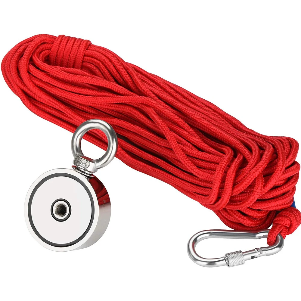 Double Eye-bolt Recovery Magnet 160-1500KG | 48-136mm Diameter with 20m Ropes - Image 5
