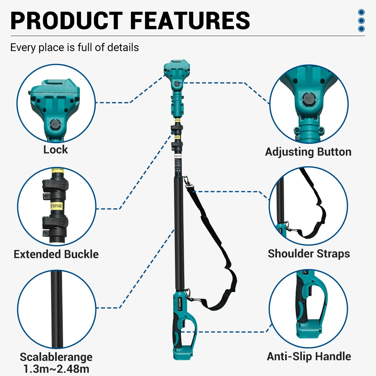 Greenworks 2-in-1 Brushless Motor Chainsaw Pole Saw Combo | Adjustable 130-248cm | Auto Oiling & 180° Head - Image 5