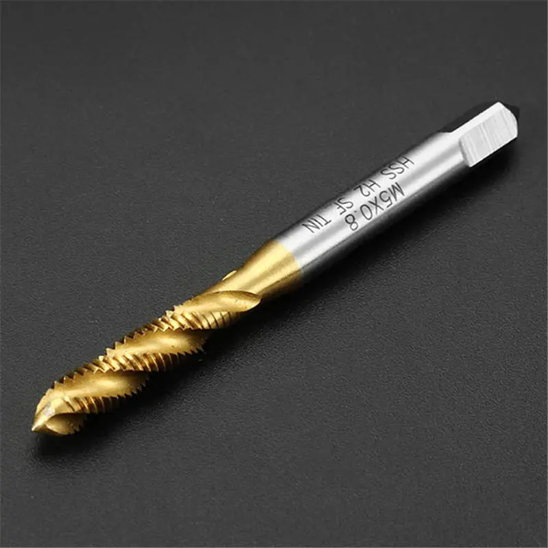 Drillpro M5x0.8 HSS Titanium Coated Spiral Fluted Screw Tap - 10pc Set - Image 4