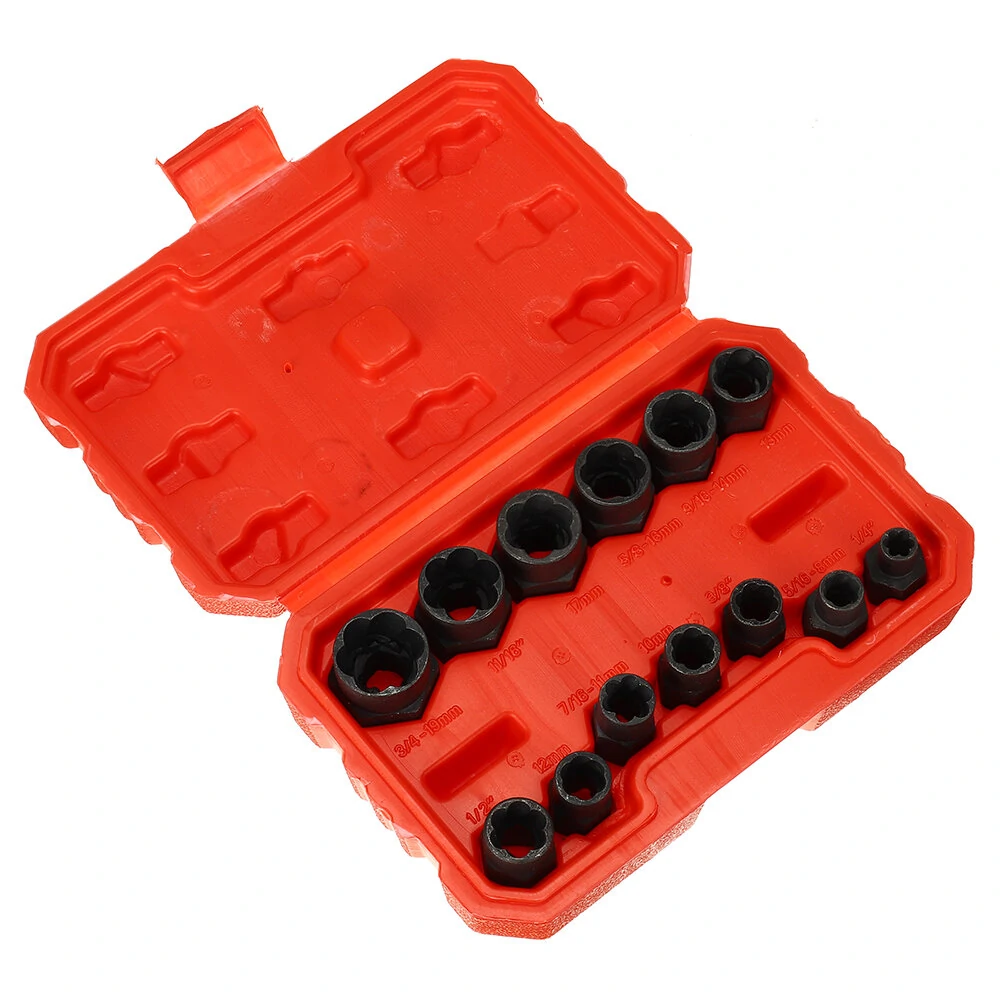 Drillpro 13pcs Impact Bolt Nut Remover Set | Extractor Socket Tool Kit - Image 4