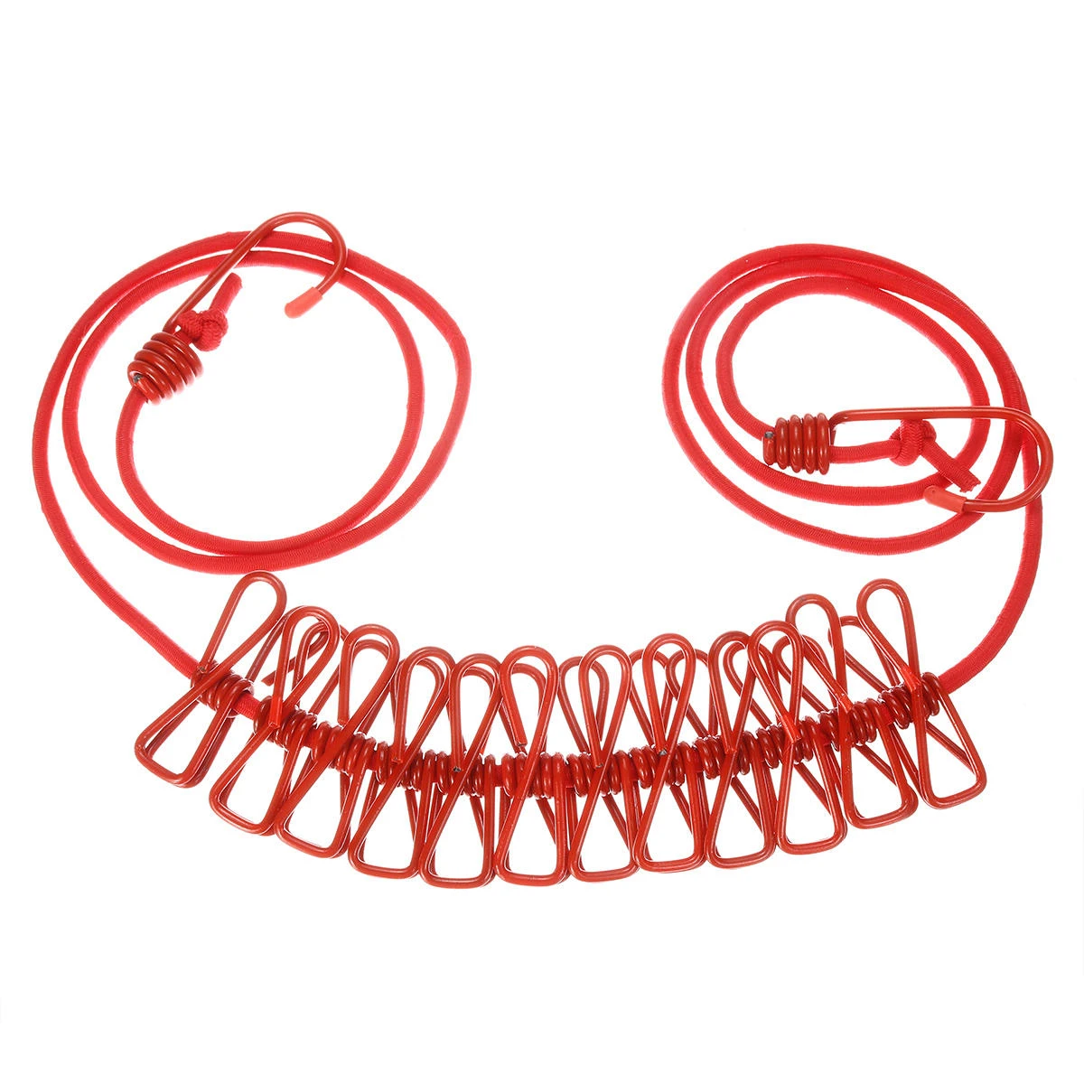 Stretchy Portable Clothesline - 12 Clips & 2 Hooks - Windproof Laundry Hanger - Image 2