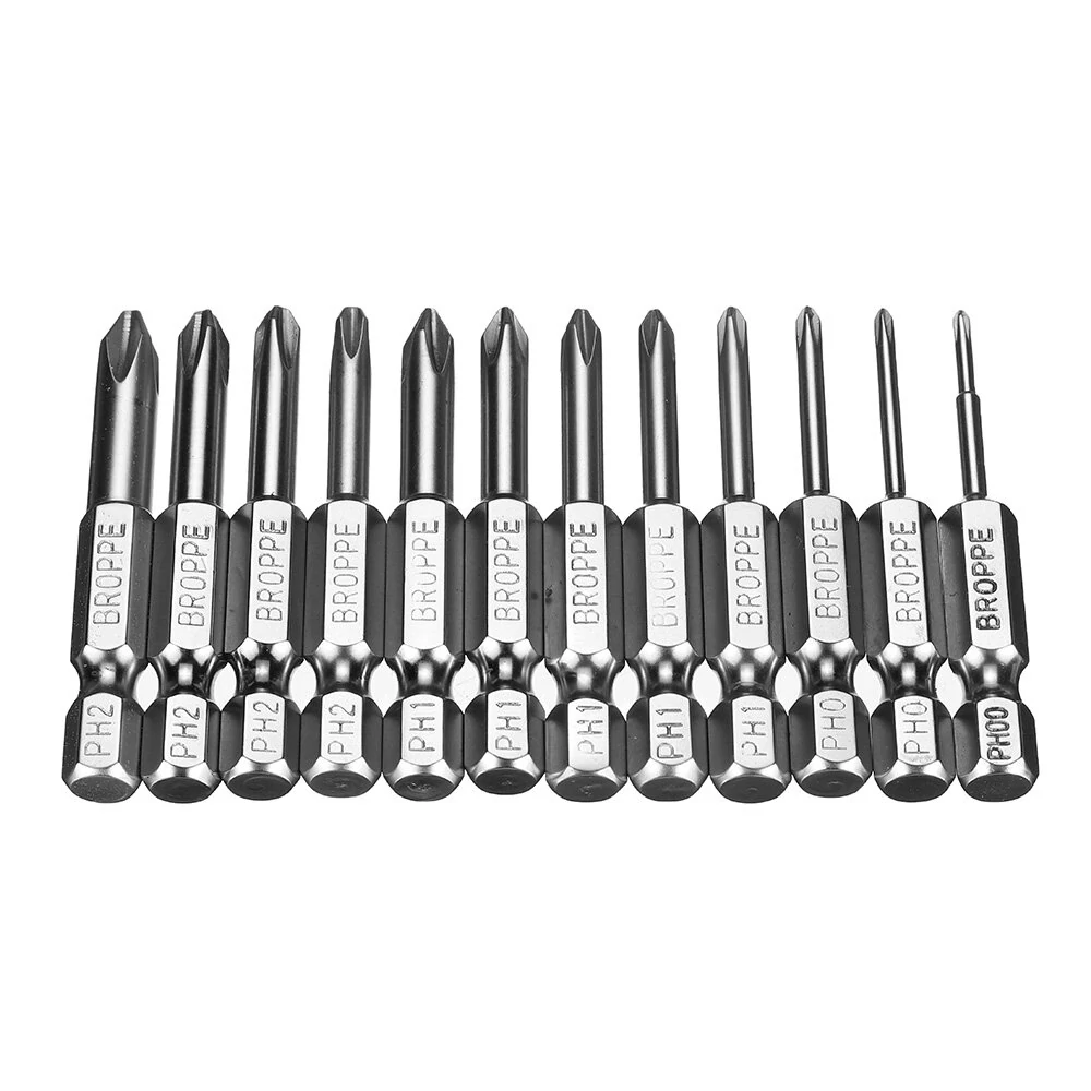 BROPPE 12Pcs 50mm S2 Alloy Steel Magnetic Screwdriver Bits | 1/4 Inch Hex Shank - Image 2