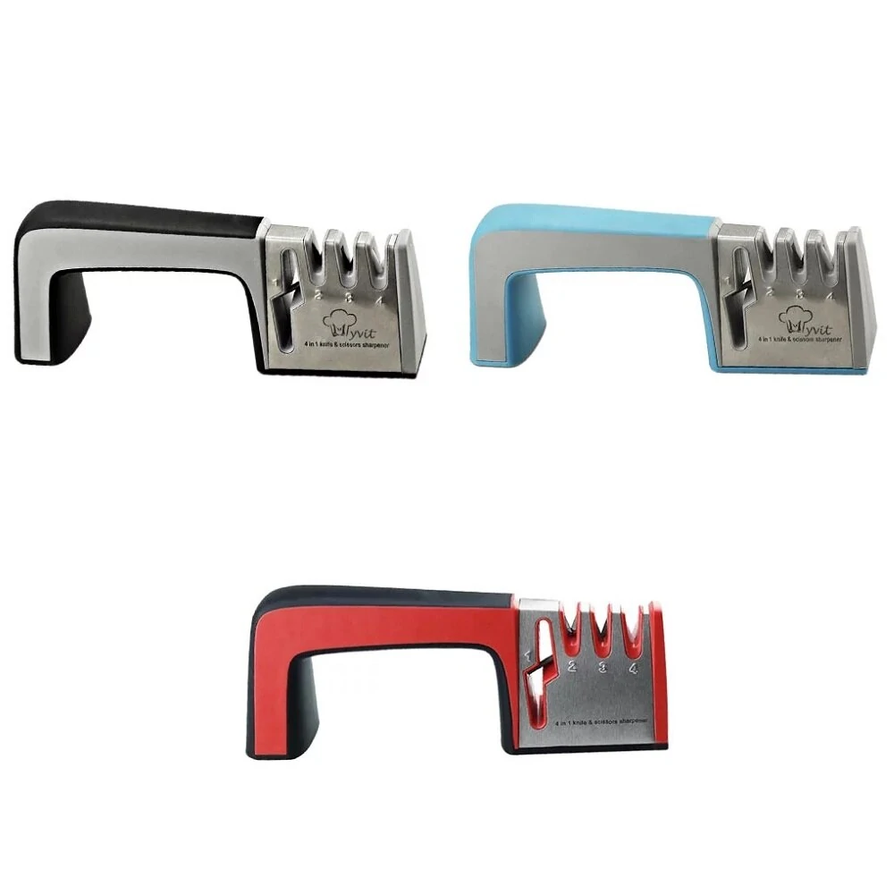 MYVIT 4-in-1 Knife Sharpener - Diamond Coated & Fine Rod for Knives & Scissors - Image 3