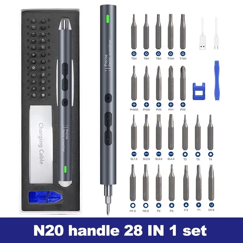 28pcs Rechargeable Electric Screwdriver Set - High Torque, LED Light, Type-C Charging - Image 5