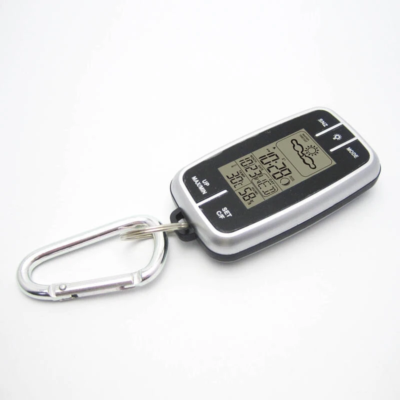 Mini Weather Clock - Portable Thermometer Hygrometer with Backlight, Flashlight & Compass - Image 2