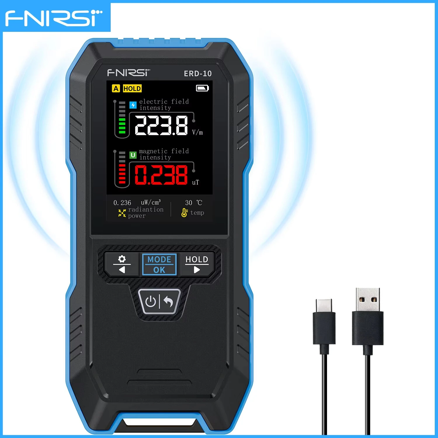 FNIRSI ERD-10 EMF Meter | High Accuracy RF Radiation Tester | Portable with Color Screen - Image 3