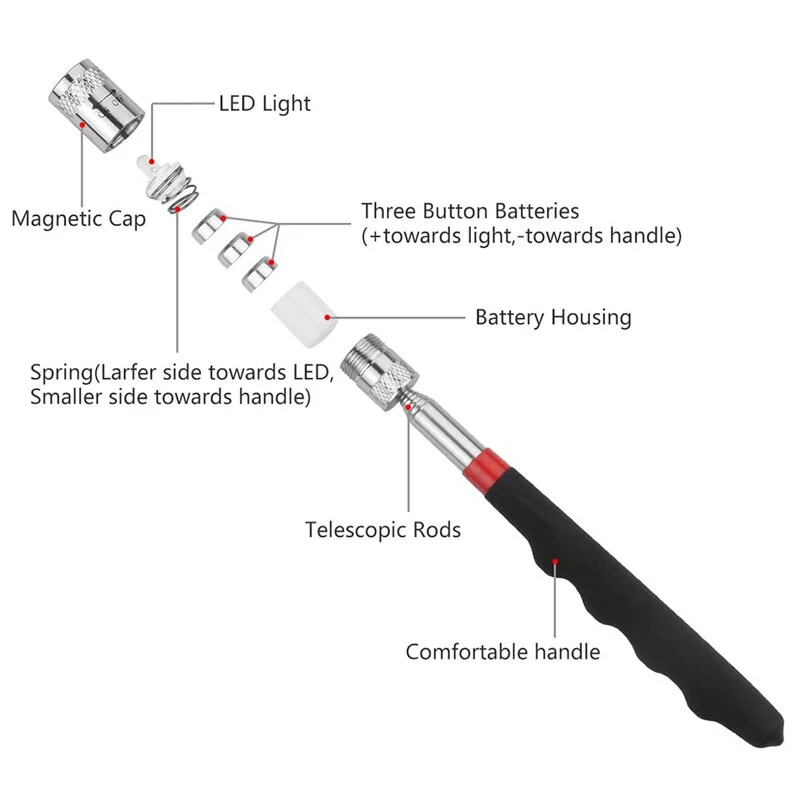 Telescopic Magnetic Pen - Adjustable Pickup Rod for Nuts & Bolts - Image 2